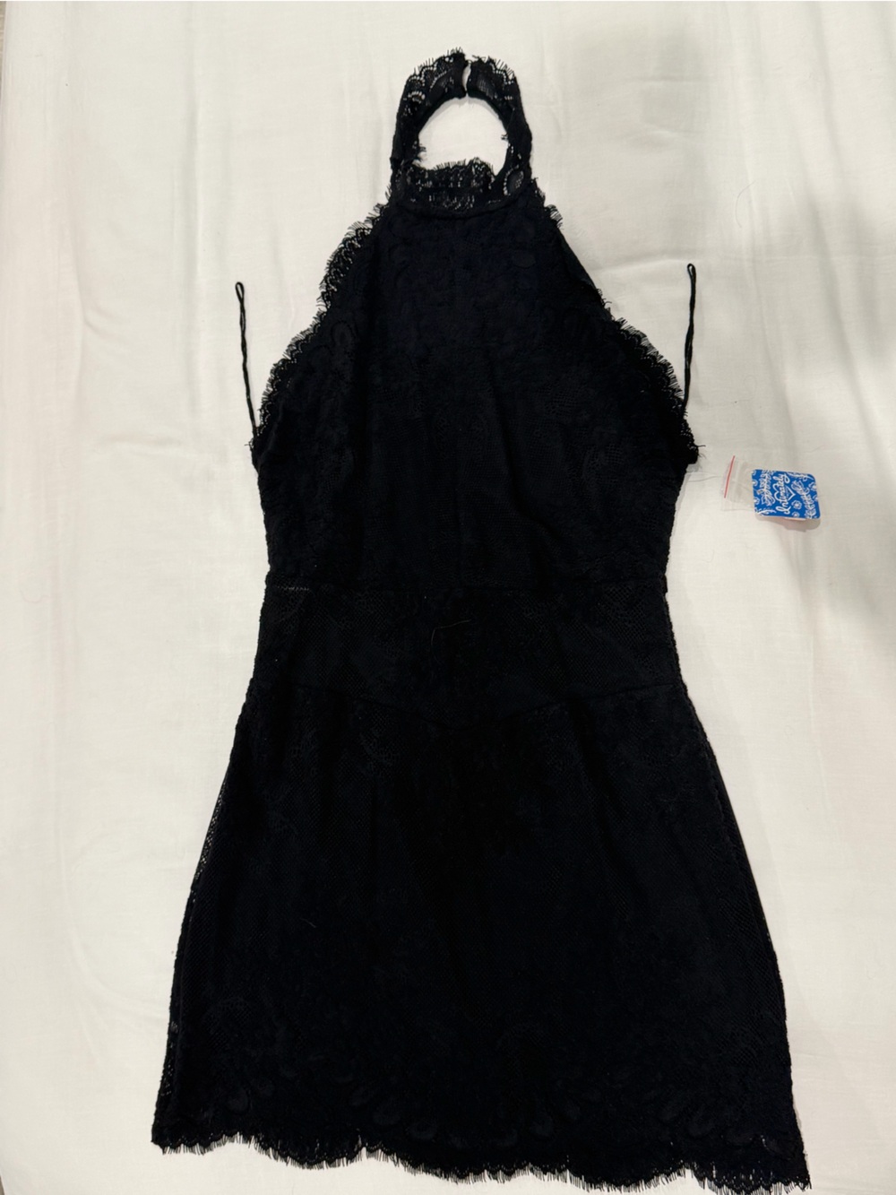 Free People Black Lace Backless Halter Dress